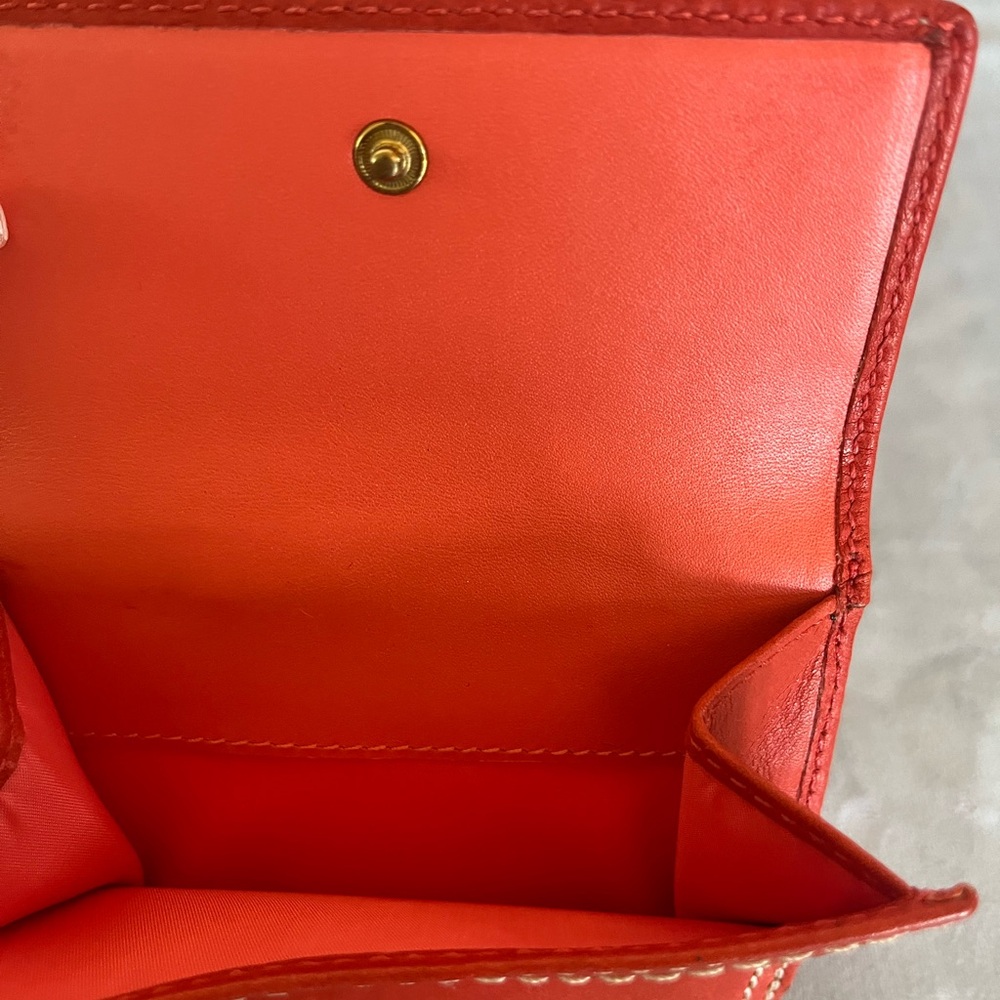 Coach Orange Leather Wallet with Gold Turnlock - Picture 3 of 7